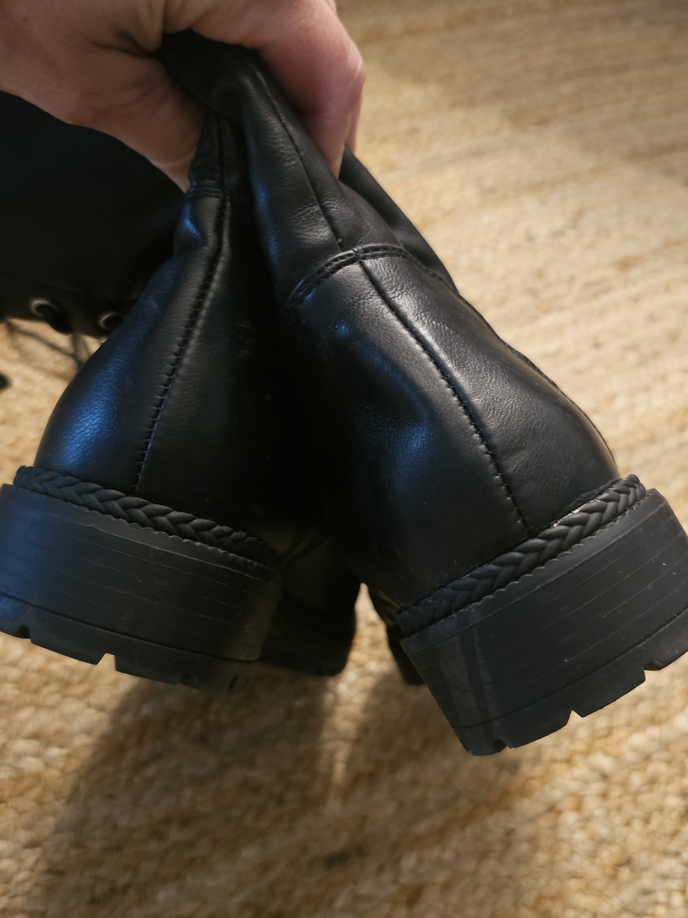 Black Lace-Up Knee-High Combat Boots - Women - Picture 7 of 10
